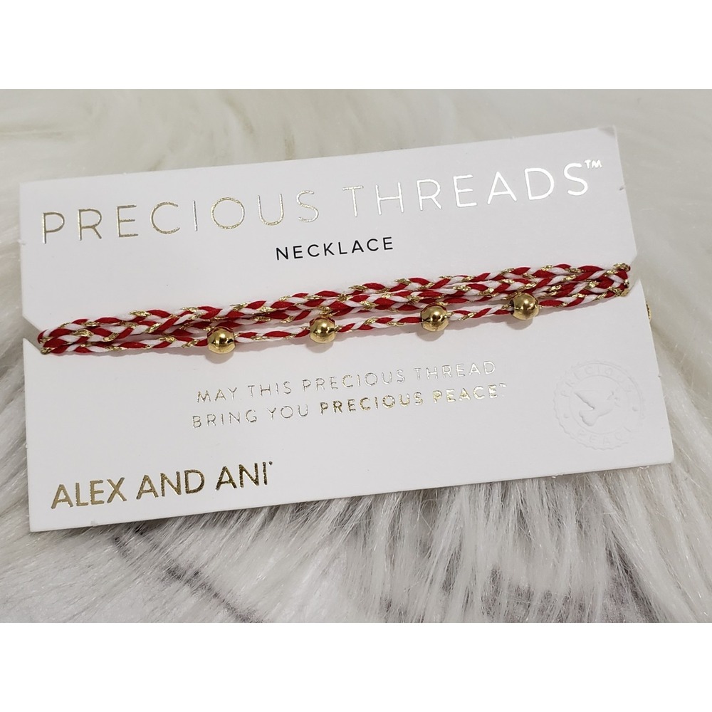 NEW Alex and Ani Precious Threads Necklace Red 925 Silver RED GOLD dainty‎